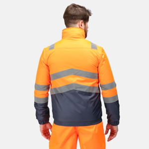 Regatta Professional Mens Waterproof Hi Vis Bomber Jacket Orange/Navy L